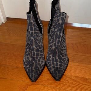Nine West Gray Leopard Ankle Boots